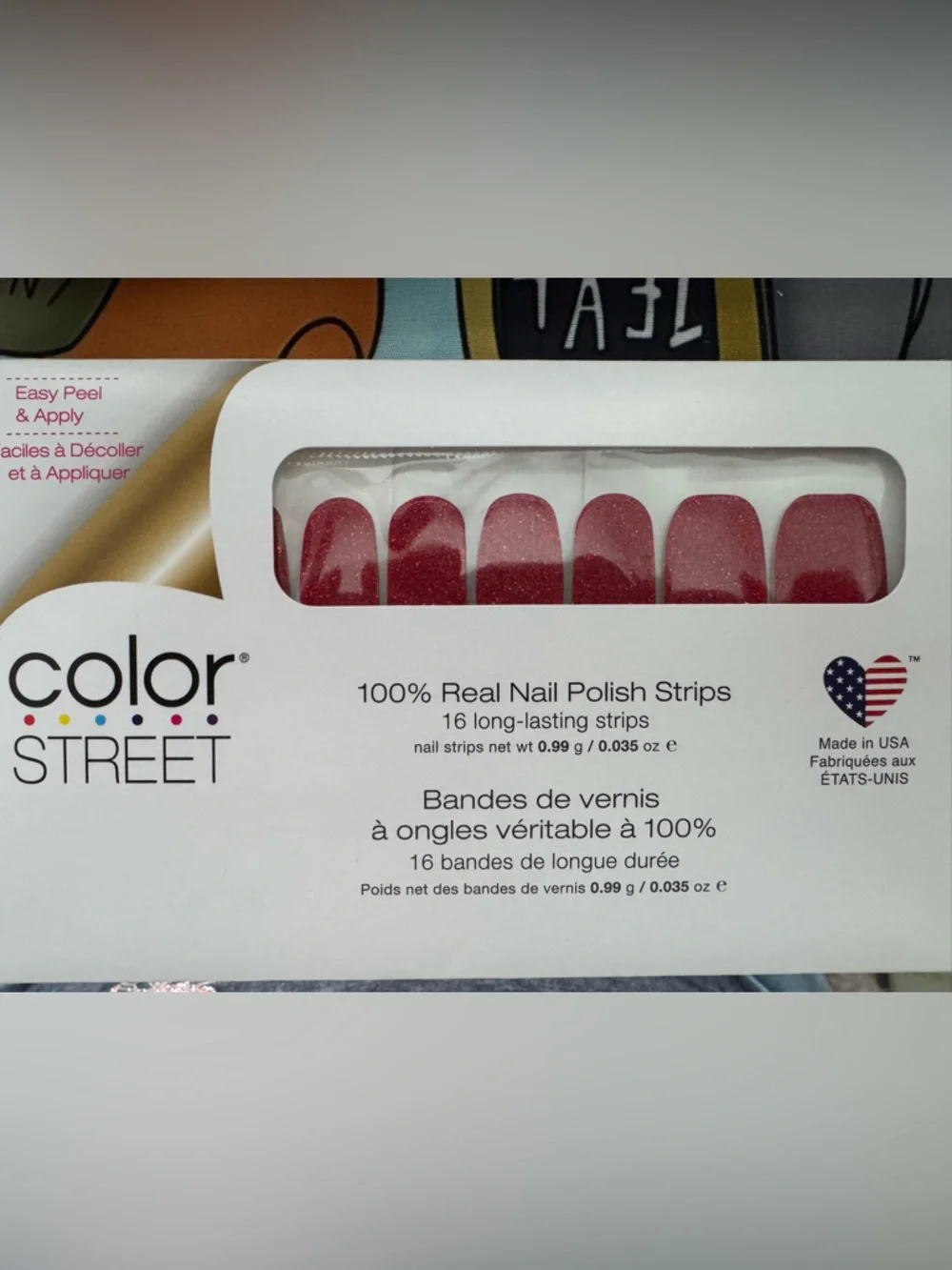 NIP- Color Street Real Nail Polish Strips - Sparkling Red “Cherry On Top” - Picture 1 of 3